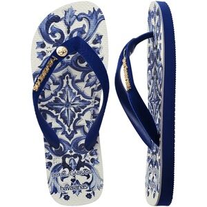 BRAND NEW! SOLD OUT - Dolce&Gabbana Blu Mediterraneo Flip Flops W6 Marine Blue